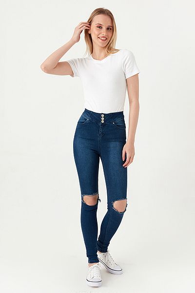 Select Moda Blugi skinny de damă cu 3 nasturi