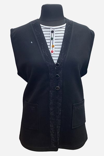 sinankardeşler Black Buttoned Embroidered Mother Vest