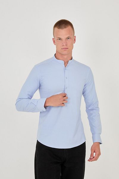 jack carisma Мъжка риза Slim Fit от гъвкав памучен материал с половин шев
