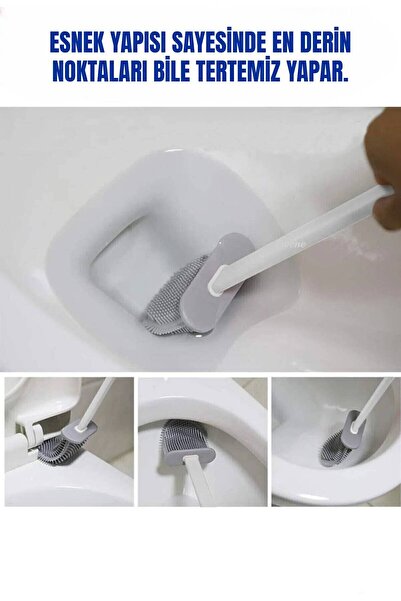 MEDUSHOP Perie de toaletă pentru baie Colozet din silicon de culoare albă