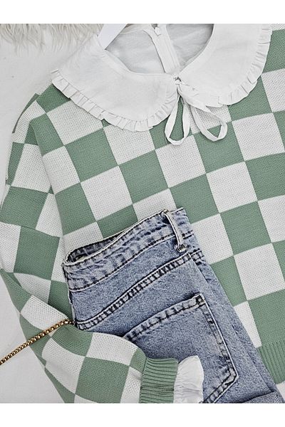 Modamorfo Pullover mit Schachbrettmuster