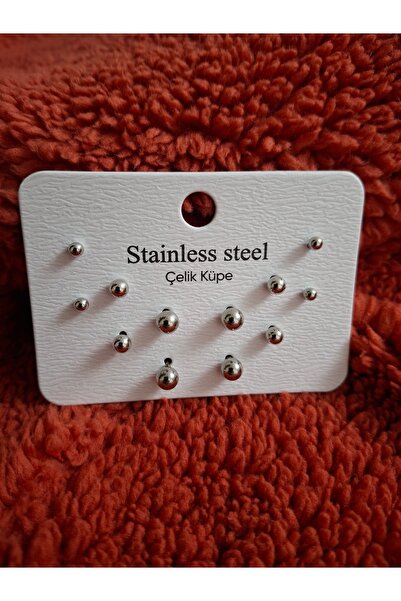 stainless steell Steel Non Tarnish Silver Color 12'Li Ball Earrings