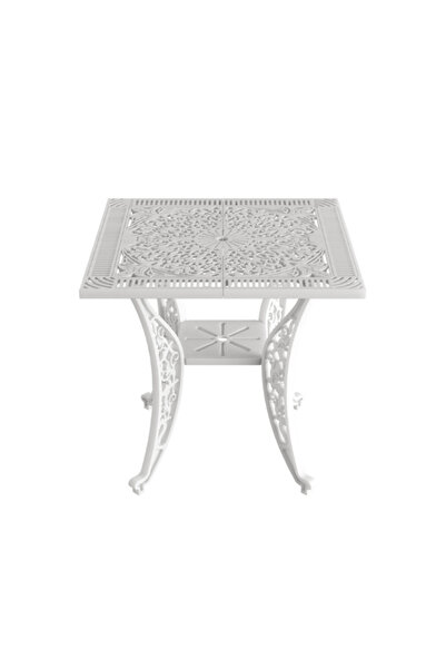 IVF İstanbul  Kare 75x75 CM Model Ferforje Görünümlü Plastik Masa İç Mekan Dış Mekan Masası Bahçe Masası