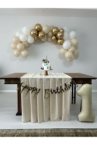 Ezgi Party Store Birthday Concept Birthday Party Set with 1 Year Chrome Balloon
