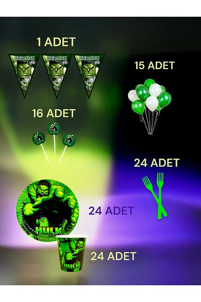 VibeHome 24-Person Hulk Themed m Pack - Birthday Party and Fun Events