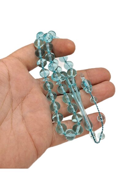 Han Ticarethane Turquoise Color Tipped Globe Cut Powder Amber Rosary