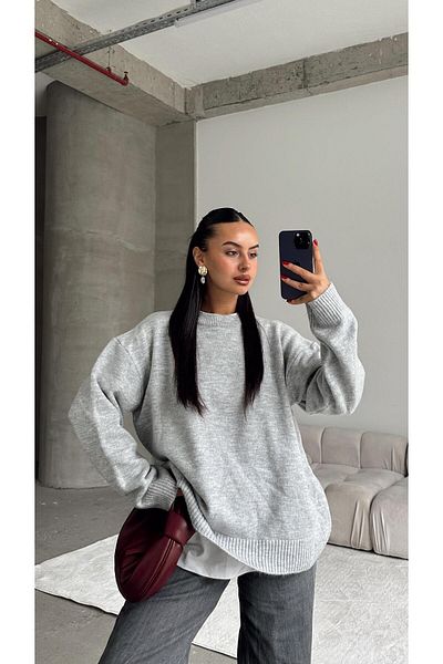 mydukkan.co Gray Massi Oversize Sweater