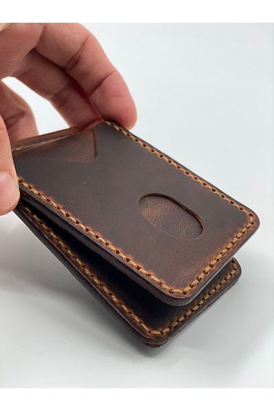 MAT Deri Tan Genuine Leather - Slim Design Wallet with Money Clip and Card Holder