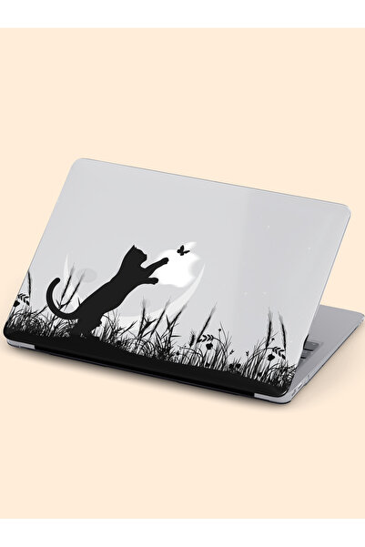 Lopard Macbook Air (M2-M3) Kılıf 15 inç A3114-A2941 2023/2024 Macos-12 Şeffaf Kapak Tam Koruma Kedi, Ay ve