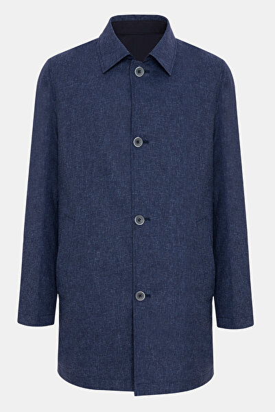 Edwards Erkek Lacivert Keten Karışımlı Hafif Trençkot