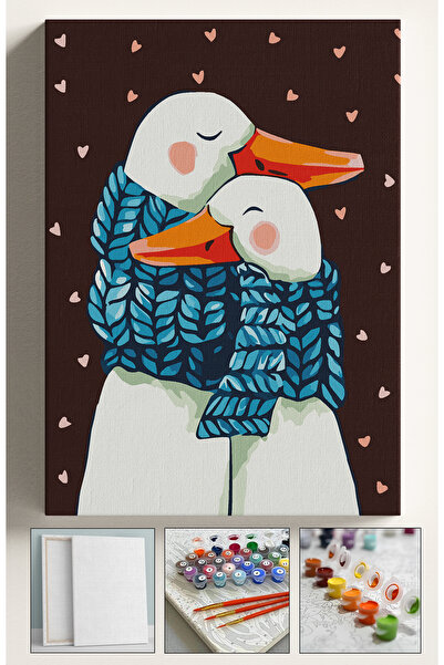 Sulepas Sayılarla Boyama Tuval Seti ÖRDEKLER 40X50 Numaralı Boyalar Ve Fırçal...