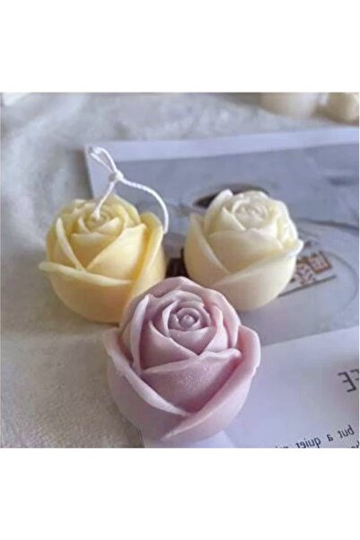 morlalem m Üçlü Gül Çiçeği Tomurcuk Çiçek Silikon Silikon Kalıp K-239, Kokulu Taş Sabun Alçı Mum Kalıbı