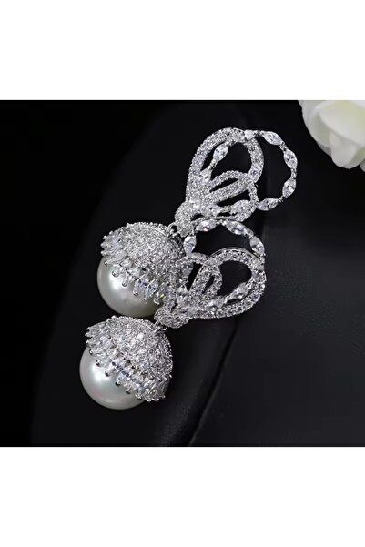 TMD AKSESUAR Mayorka İnci Anne Boleyn Zirkon Taşlı Küpe