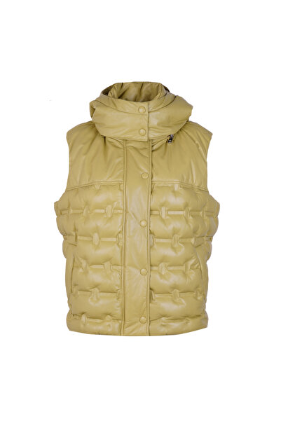 Desa Anitra Women's Hooded Puffer Leather Vest