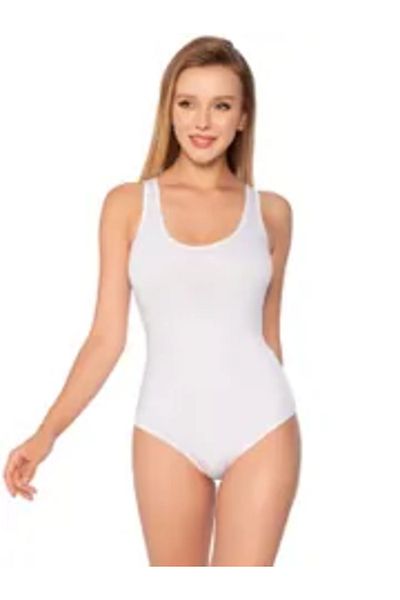 Modaley Giyim Women's Elite Body White 12 Pieces Thick Strap Zıbitli with Snap Fasteners