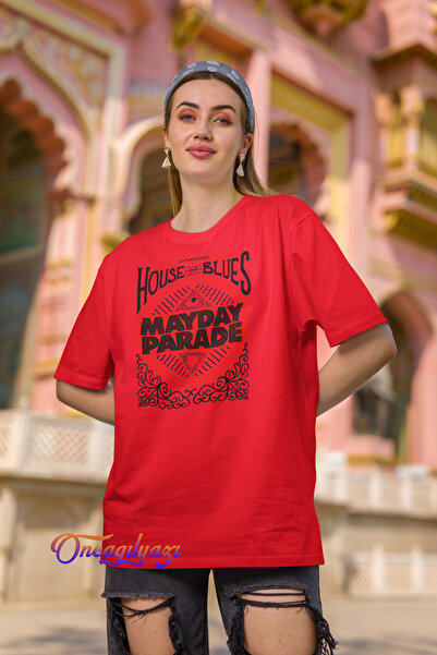 oneagılyazı Mayday Parade Štampano Oversize kroj T-shirt