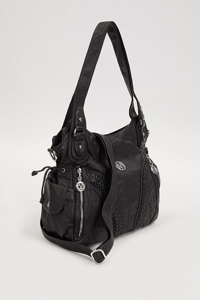 Levidor Black Glazed Pattern Shoulder Bag