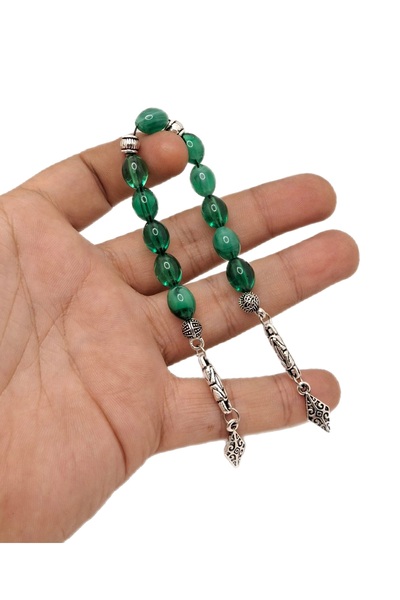 Han Ticarethane سبحة صلاة زازة مقطوعة باللون الأخضر مكونة من 11 حبة