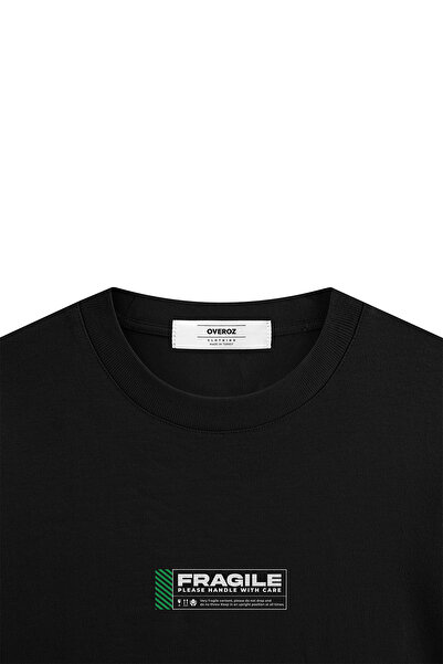 Overoz Unisex Oversize T-Shirt 1328 - Black with Illustration Back Print