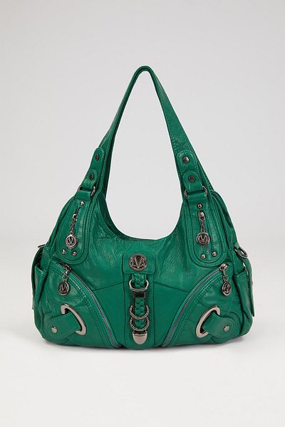 Levidor Green Metal Detailed Shoulder Bag