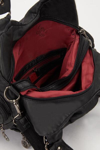 Levidor Siyah Zımba Detay Omuz Çantası