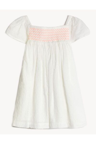 Marks & Spencer Saf Pamuklu Kısa Kollu Elbise (0-3 Yaş)