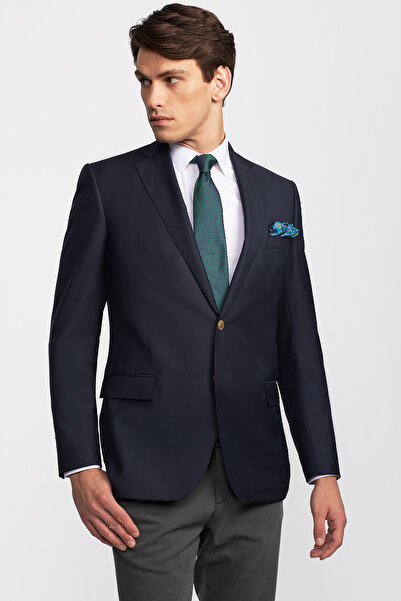 Edwards Erkek Lacivert Mono Yaka Yün Delfino Blazer Ceket