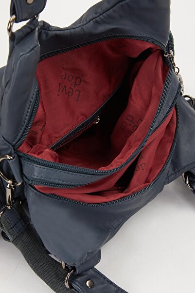 Levidor Geantă de umăr albastră cu detaliu cu capse