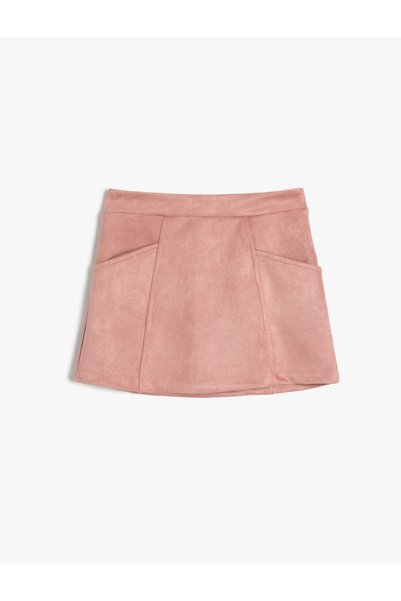 Koton Pink Girl's Suede Skirt