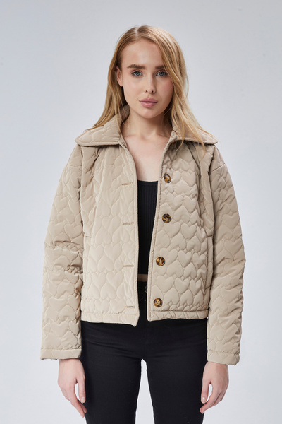 kear bunner Kalp Desenli Kapitone Mont