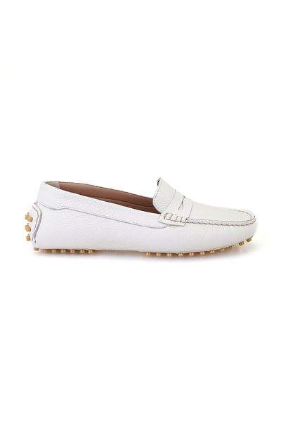 Desa Mocasini din piele albă de damă