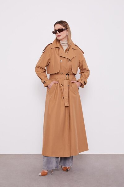Levidor Camel Kemer Detaylı Trençkot