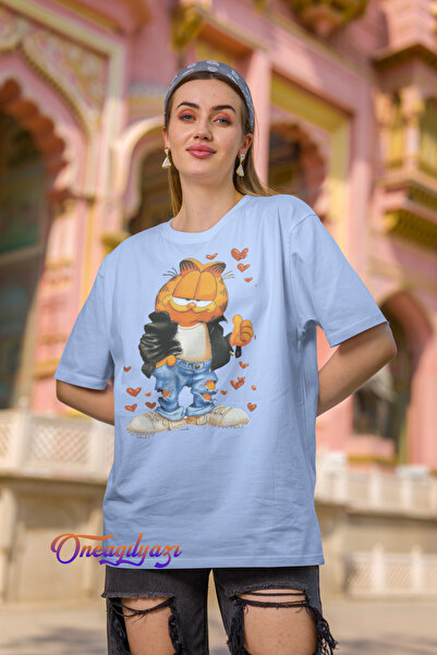 oneagılyazı تي شيرت كبير الحجم مطبوع من GARFIELD
