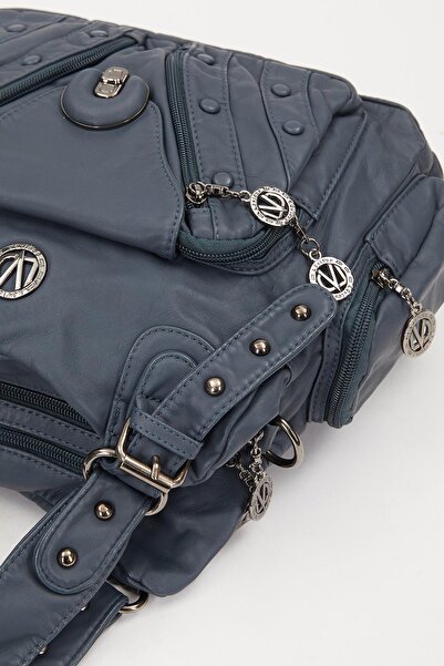 Levidor Geantă de umăr albastră cu detaliu cu capse