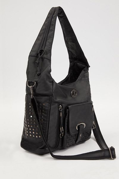 Levidor Black Side Studded Shoulder Bag