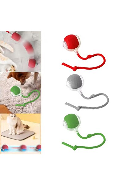 Busstier Akıllı Kedi Oyuncağı, USB Şarjlı, LED Işıklı, 3 Modlu, Otomatik Yuvarlanan Top