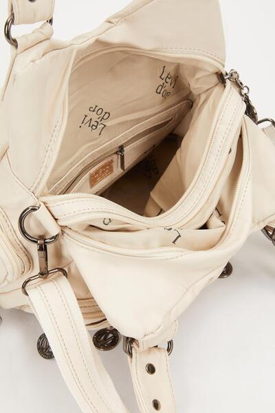 Levidor Geantă de umăr cu detaliu cu capsulă din metal alb