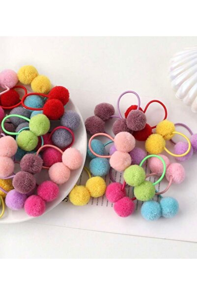 Çocuk Renkli Ponpon Toka 10’Lu