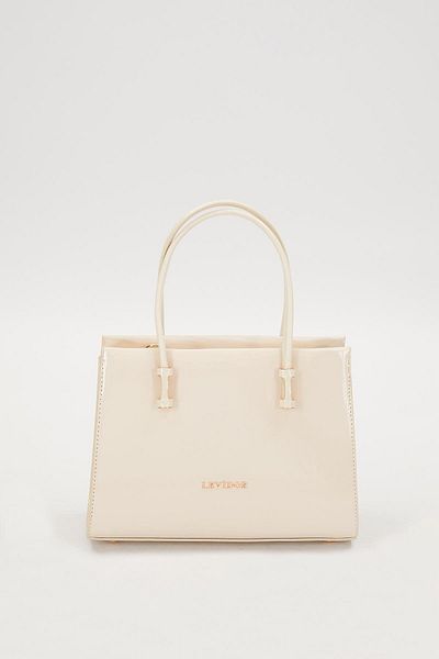 Levidor Cream Patent Leather Multi-Compartment Handbag