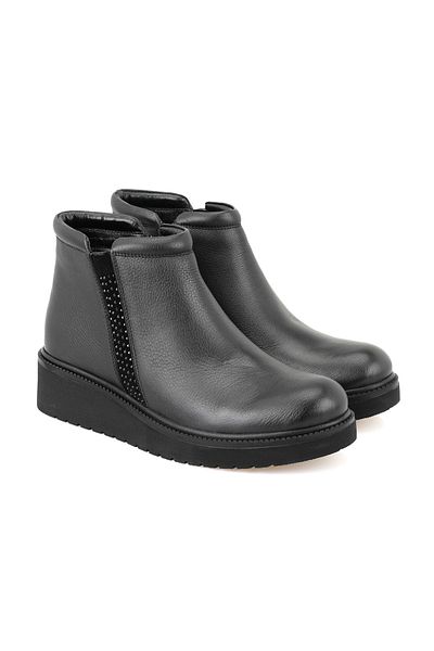 Desa Stella Black Γυναικείες Δερμάτινες Μπότες με φερμουάρ