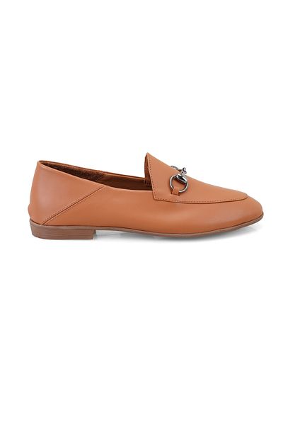 Desa Balerini din piele de damă, bronzat, cu accesorii cu cataramă