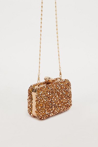 Levidor Copper Square Stone Evening Dress Clutch Bag