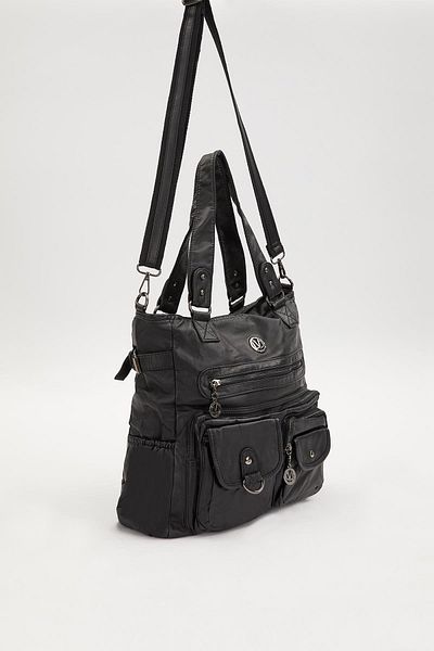 Levidor Black Chafing Detailed Shoulder Bag