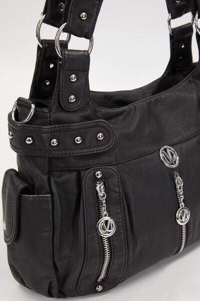 Levidor Geantă de umăr neagră cu împânzire