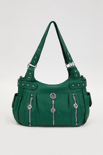 Levidor Green Staple Detailed Shoulder Bag
