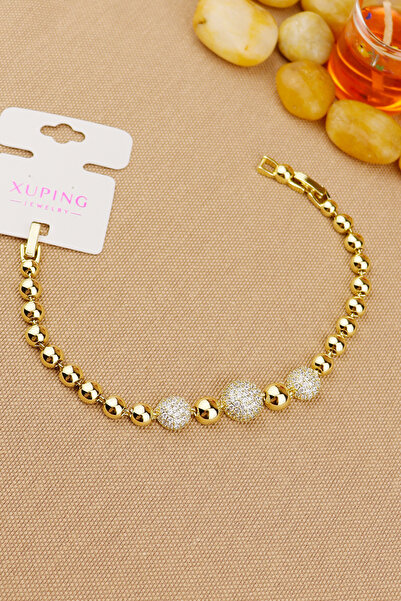 Keyifli Hayaller Xuping Vip Marka Yuvarlak Taşlı Bileklik Gold Paslanmaz Kararmaz 18+2cm Kuyumcu İşçiliği