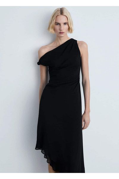 MANGO Woman Rochie lunga asimetrica cu drapaj
