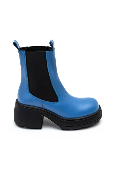Desa Anton Mavi Kadın Yandan Lastikli Deri Bot