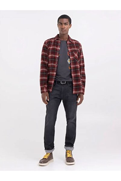 Replay Erkek Kırmızı Cep Detaylı Ekoseli Gömlek
