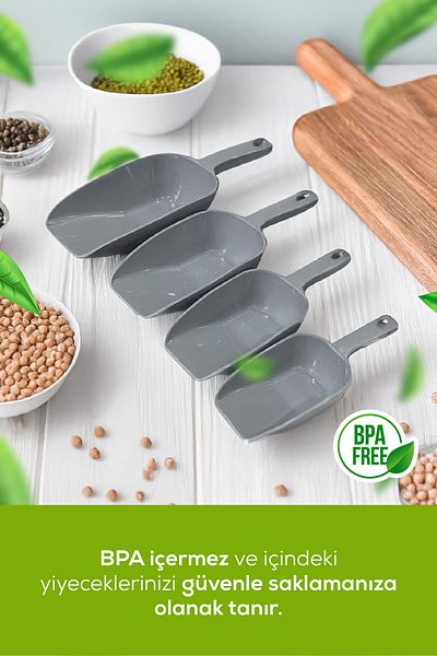 Vienev Gray Set of 4 Plastic Food Shovels